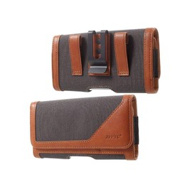 DFV mobile - Case Metal Belt Clip Horizontal Design Textile and Leather für Oxygen 63 (2019) - Brown
