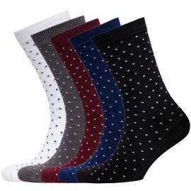 NUDUS Men’s Premium Cotton Socks - 5 Pair Dress Socks - 6-9 Shoe Size