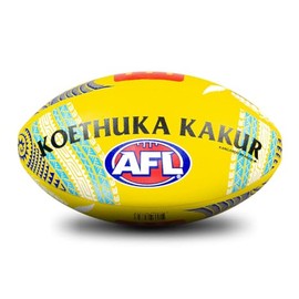 Sherrin AFL Footy 2024 SDNR Leather Replica Game Football Size 5 Yellow