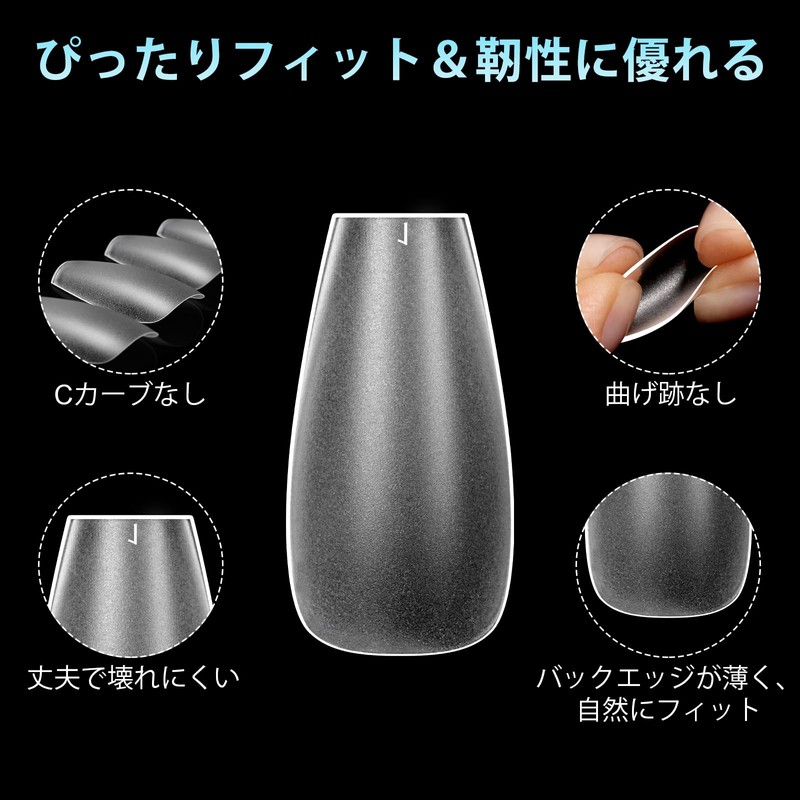 TOMICCA Nail Tips 360pcs Sanded Nail Tips 15 Sizes Medium