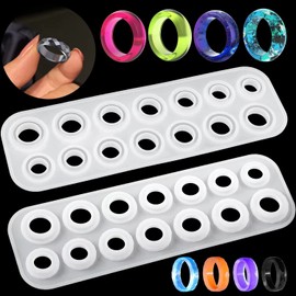 Molde de anillo de resina premium, moldes de silicona para resina epoxi, moldes de resina con 14 tamaños diferentes, para hacer anillos, pendientes, colgantes, manualidades (1)