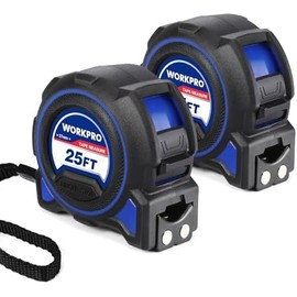 WORKPRO Cinta métrica resistente, 2 unidades de cinta métrica retráctil de 25 pies