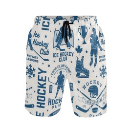 Men's Novelty Beach Shorts Hockey American Sports Swim Trunks Quick Dry Swimtrunks Mesh Lining Bathing Suit
