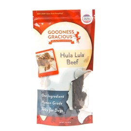 Goodness Gracious Human Grade Hula Lula Beef Jerky for Dogs Made in USA Devoured by All Dog Breeds, Small, Medium or Large - Resealable 4oz Bag