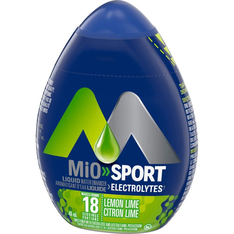 MiO Sport Lemon-Lime Electrolyte Liquid Water Enhancer, 48mL/1.6 fl. oz.,