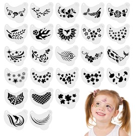 25 Pieces Face Paint Stencils Reusable Christmas Face Paint Templates Face Painting Stencils for Kids Body Eye Tattoo Face Paint Stencils Xmas Gift for Kids Birthday Party Makeup Art Cosplay