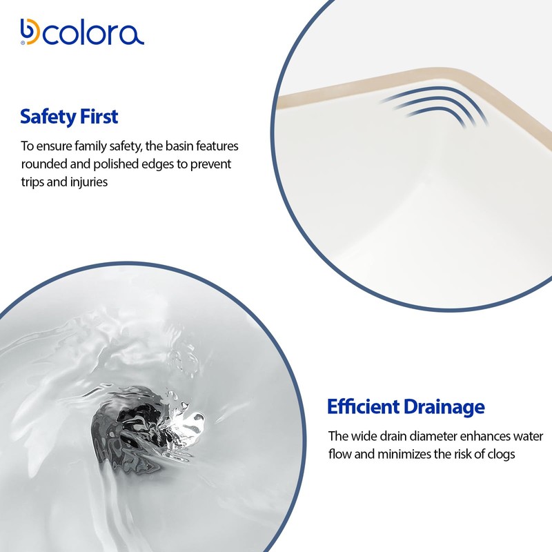 Dcolora Undermount Bathroom Sink Rectangle 18"x14" White Porcelain Ceramic Rectangular