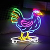 LIUOZHTEA Dimmable Chicken Neon Sign for Wall Decor Funny Skateboarding