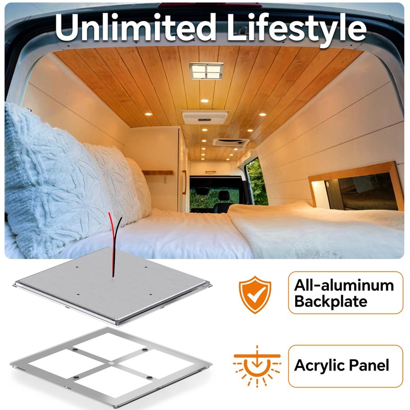 camperxlite RV 12V LED Ceiling Dome Light with Switch, Square