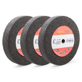RENOTEC 6 inch 9P Hardness Deburring Wheel, Pack of 3, 180 Grit, Nylon Fiber Buffing Wheels. for Bench Grinder Buffing Machine Polishing Stainless Steel. 1/2 inch Arbor, 1 inch Thickness