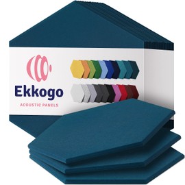 Ekkogo Acoustic Panels 12-Pack Soundproof Wall Panels 14"X12.1"X0.4" Sound Panels High Density Sound Dampening Panels - [Ocean Turquoise Hexagon]
