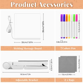 Sarsumir LED Note Board with 7 Colors Pen/Stand, 20x20CM LED Drawing Writing Message Board Dry Erase Light up Memo Acrylic Doodle Desktop Note Memo Illuminated Wordpad for School Home Office