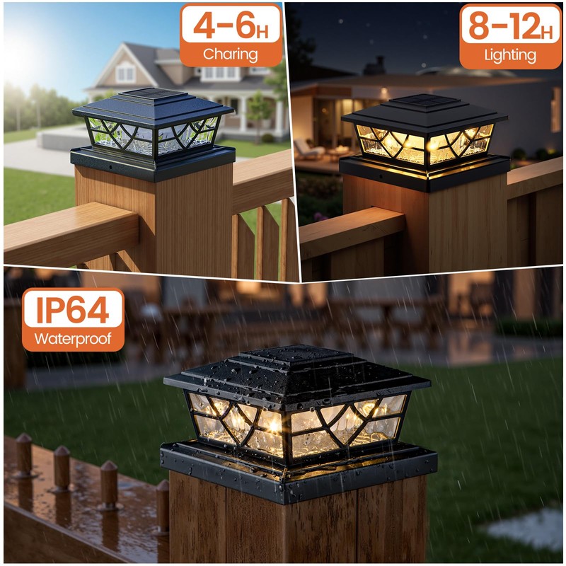 APONUO Solar Post Cap Lights, Warm White & Cool White,