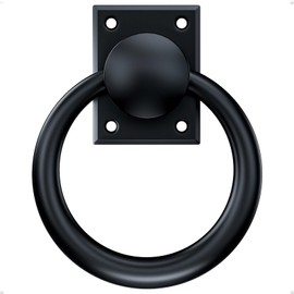 trust4care 3-3/4" Matte Black Rotating Barn Door Pull Handle, Flush Folding Zinc Ring Handle for Sliding Doors, Garage, Garden Fence Gate, Bifold Closet & Attic Access