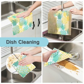 senya Pineapple Tropical Fruit Print Dish Cloths 6 Pack Dish Towels Reusable Cleaning Cloths Kitchen Hand Towels