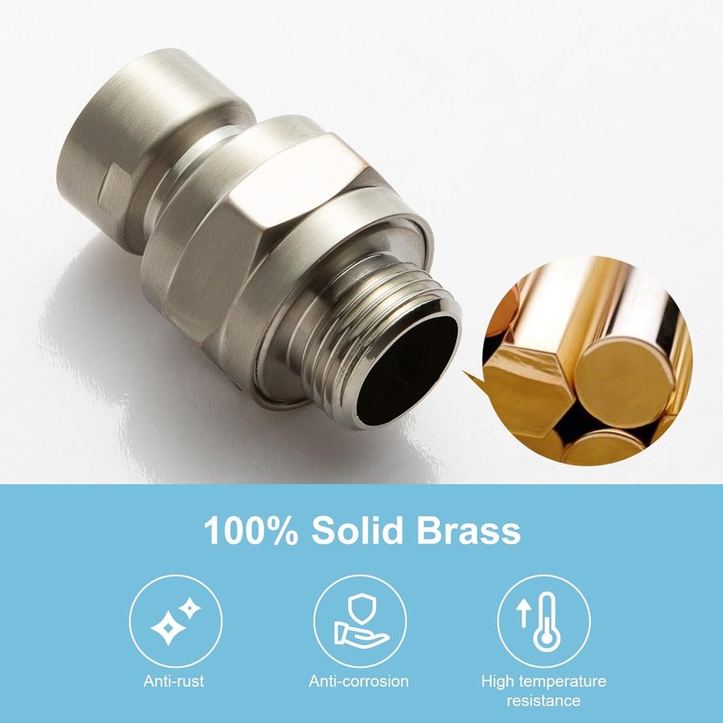 OFFO Shower Head Swivel Ball Adapter, Brushed Nickel All Metal