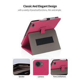 Case for HiGrace C10 Tablet 10 Inch Android 14 Case, Shockproof Case with Hand Strap, Magnet and Two Folding Methods, Slim and Durable Case, Waterproof, Anti-Scratch, Rose