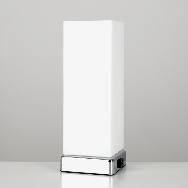MiniSun Modern Chrome & White Frosted Glass Bedside Touch Table
