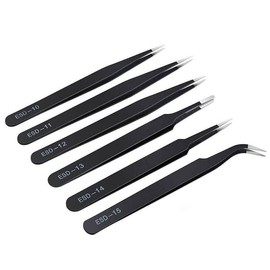 6 Pcs ESD Anti-Static Tweezer Set Tweezers Maintenance Tool Stainless Steel for Cooking Culinary and Medical Beauty Utensils