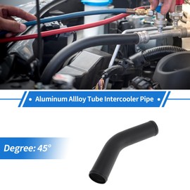 X AUTOHAUX 2.25" OD 45 Degree Bend 6064 Aluminum Alloy Tube Intercooler Pipe Surface Blasting Air Intake Connection Hose W/Double Bead Roll 5.9" Length Black