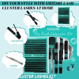 Lash Clusters Kit 280Pcs,60D 80D Eyelash Extension Kit,Lash Bond and Seal Waterproof,Lash Remover for Individual Cluster Lashes Kit,Lash Applicator Tool for DIY Lash Extension Kit(D-Mix9-16mm Kit)