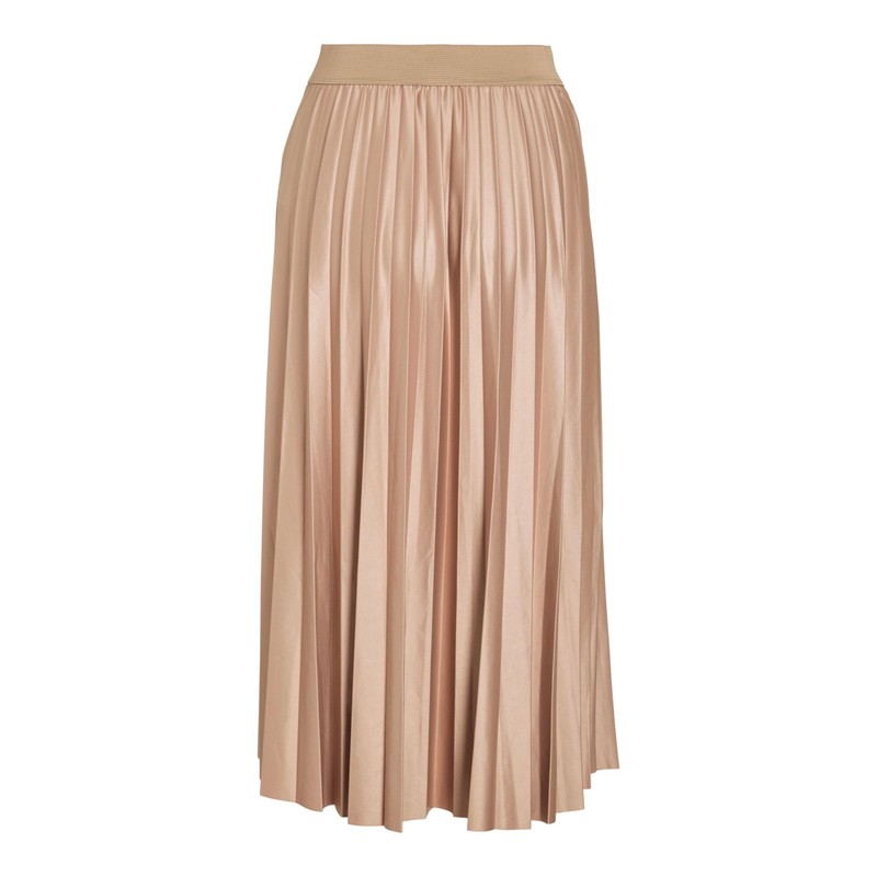Vila Female Midi Skirt, Pleated, Sandshell