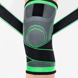 Strong Compression Knee Brace with Double Straps & Velcro Closure (1PC) Green 1PC/XL