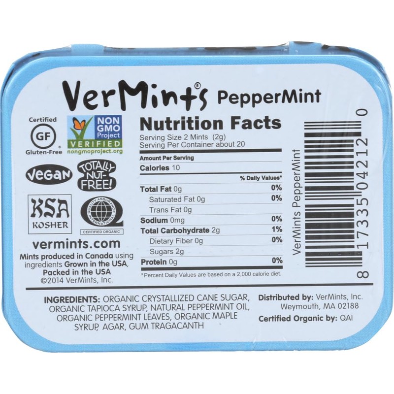 VerMints Peppermint Breathmints, 1 pack 6 count