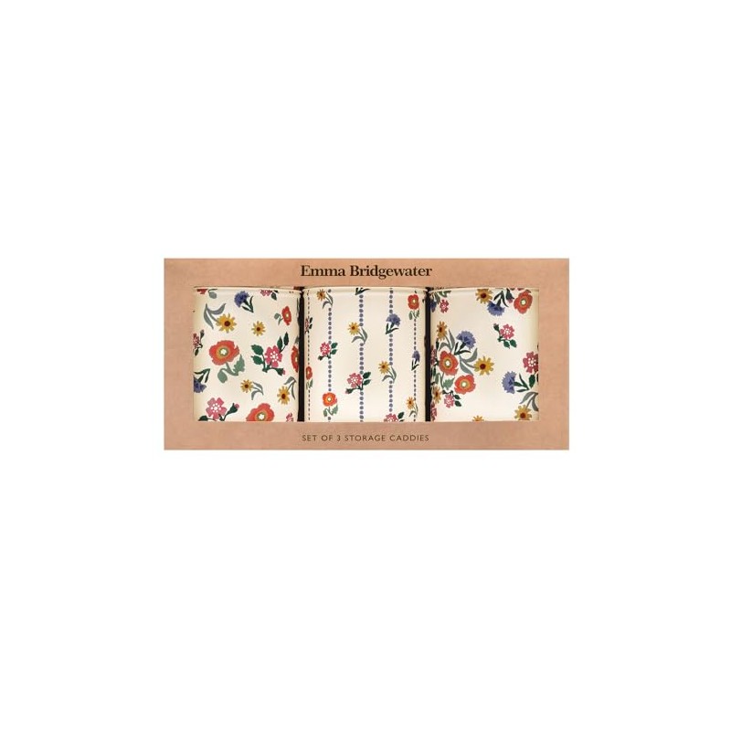 Emma Bridgewater Poppies Round Tin Tea Caddies, Floral Design, Set
