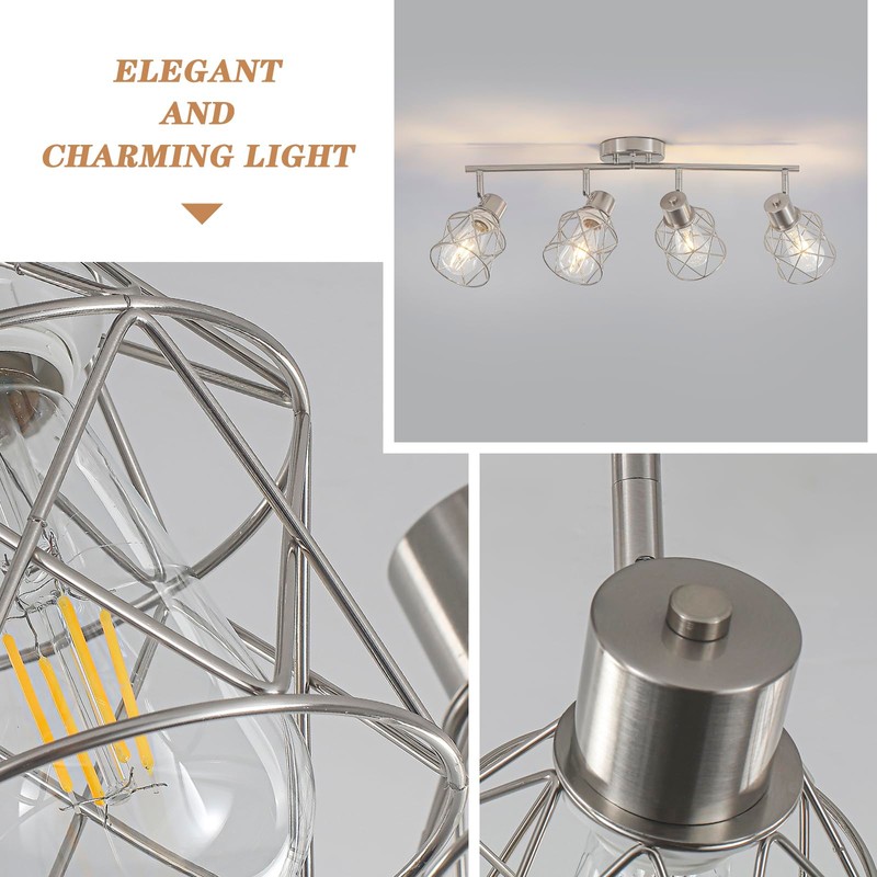 BUXVRCS Adjustable Multi-Directional Brushed Nickel Light Fixtures, Semi Flush Mount