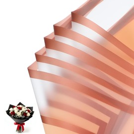 PATIKIL 20 Sheets Frosted Flower Wrapping Paper, Waterproof Gold Edge Bouquet Wrapping Paper Florist Supplies Packaging Paper for DIY Crafts Wedding Birthday Gift, Golden