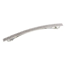 Vingtaine H-899 Women's Rhinestone 2 Row Barrette Hair Clip Hair Accessory, Silver