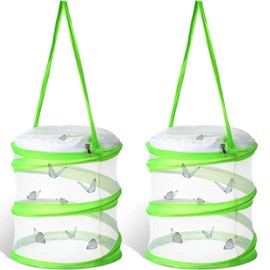 Sherr 2 Pcs Mini Butterfly Habitat Cage Mesh Butterfly Cage Butterfly Net Cage Clear Butterfly Container Foldable Butterfly Terrarium, 5.51 x 7.09 Inch