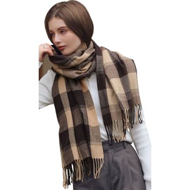 mairy Women's Tartan Scarf Luxury Large Super Soft Cashmere Scarves Pashmina Shawls and Wraps for Wedding British Stylish Cape Wrap Shawl Scarfs YF65003