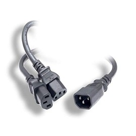 Monoprice Power Cord Splitter - 1.17 Feet - Black | IEC 60320 C14 to 2X IEC 60320 C13, 16AWG, 13A, SJT, Usable for 100-250 VAC Applications