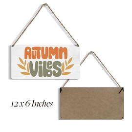 Fall Wood Sign Wall Decor, 12x 6 Inch Welcome Sign for Front Door Decor Hanging Wall Art Pumpkin Autumn Hanging Plaque for Home Living Room Farmhouse Harvest Day Thanksgiving Wall Decor Autumn Vibes