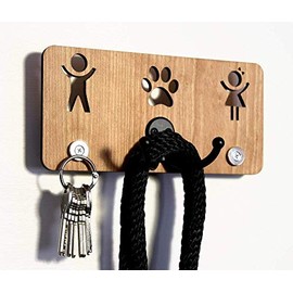 Wood Magnetic Key Rack for Wall, His and Hers, with Double Hook