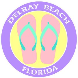 Athena Brands Flip Flops Delray Beach Florida - Car Truck Window Bumper Graphics Sticker Decal - Panama Purple