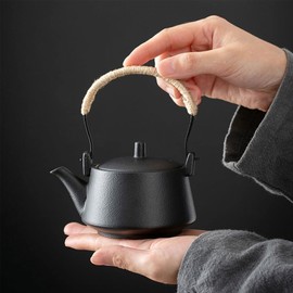 Chinese Tea Pot Cup Set with Tray Infuser - Travel Ceramic Tea set Porcelain Teapot, Cute Asian Tea Set for Tea Lover/Women/Men(Carry Black)