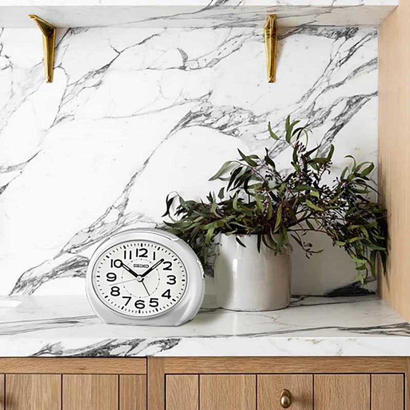 Seiko Tokai Bedroom Alarm Clock, Metallic Silver