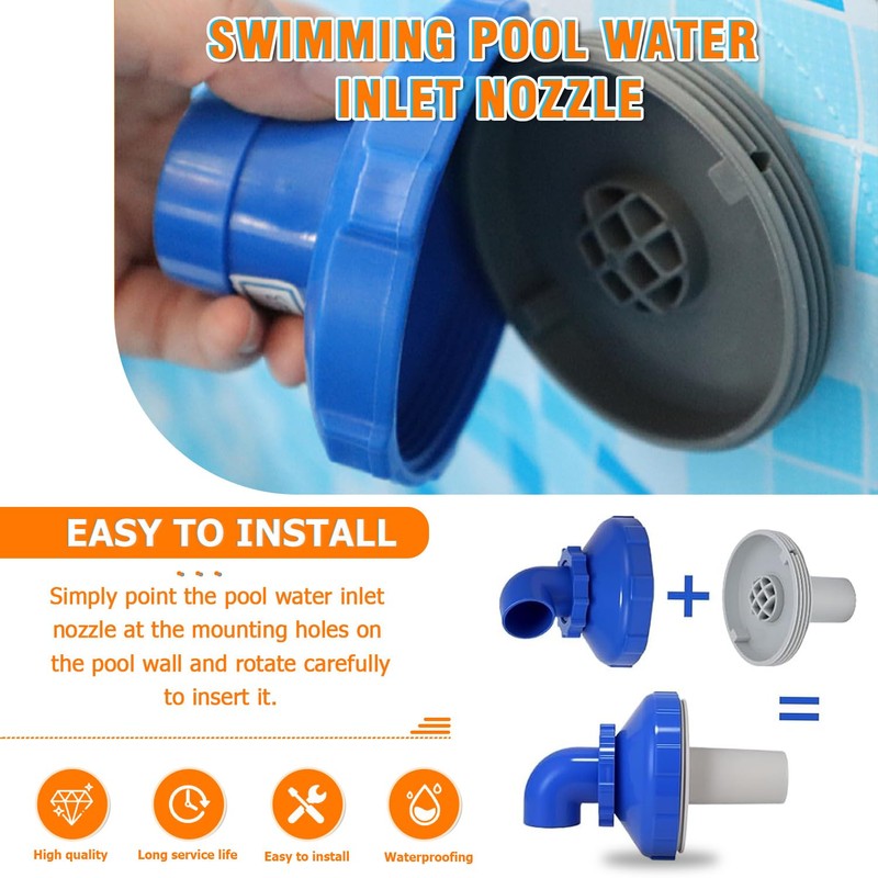 HUAREW 5pcs Pool Jet Nozzle Set, 360° Swivel Rotatable Pool
