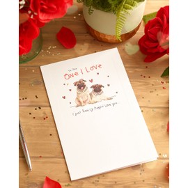 UK Greetings Valentines Day Card For Him/Her With Envelope - Pug Design