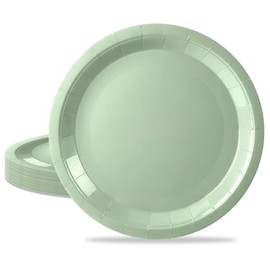 MORAINJAY Pack of 16 Sage Green Party Plates, 9 Inch Paper Plates for Birthday, 23 cm Round Dessert Plates, Sage Green Party Tableware, Table Decorations, Party Tableware for Wedding, Garden, Birthday