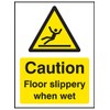 Caledonia Signs 14287A Caution Floor Slippery When Wet Sign, 100 mm x 75 mm, Rigid Plastic