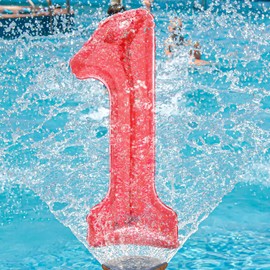 Foilswirl Birthday Red Inflatable Pool Float, 40 Inch Number 0-9 Giant Pool Party Decorations Jumbo Floating Pool Decorations Balloons for Adults and Teens Parties Decor Backdrop Banner (1)