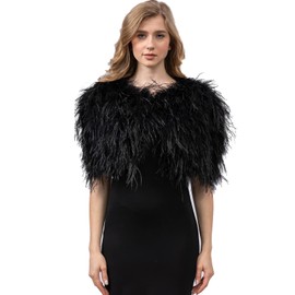 Women Ostrich Fur Feather Small Shawl Cape for Wedding for Party Bride Furry White Color Blush Fluffy Luxurious Romantic…