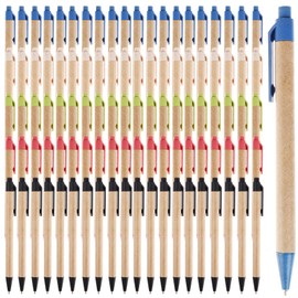 LUOFUR 100 Pcs Eco Friendly Pens Recycled Writing Ballpoint Pens Medium Point (1mm) Retractable Rollerball Pens Black Ink Click Pens for Notebook Office School Supplies