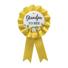WOWOPA Grandpa to Bee Pin, Gender Reveals Baby Shower Tinplate Badge Yellow Corsage Button Pin, New Grandpa Party Gift Decorations Sign - 1Pcs