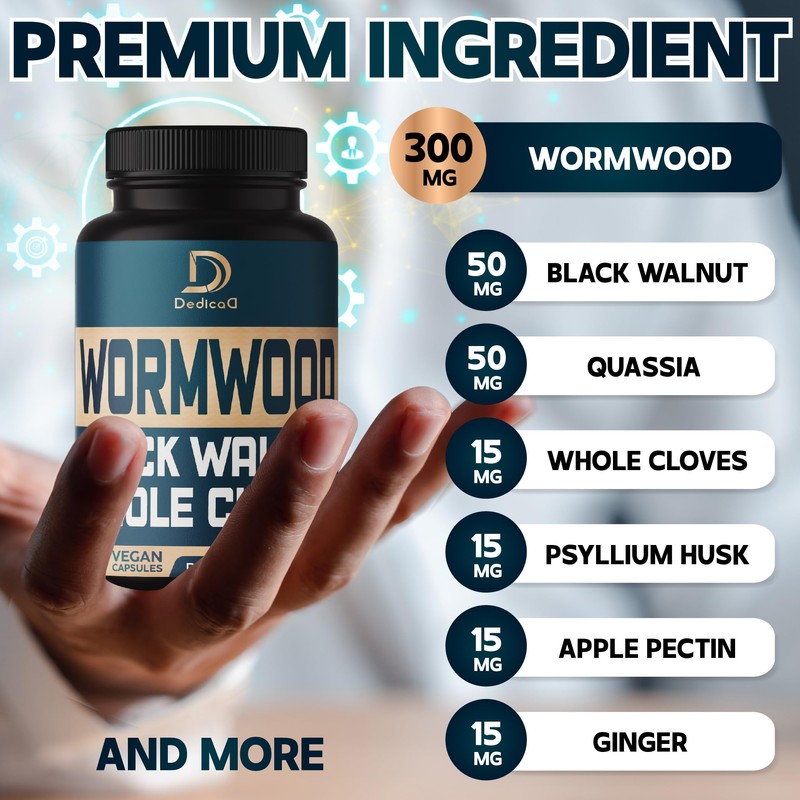 DEDICAD 12in1 Wormwood Black Walnut Clove Capsules - Immune, and