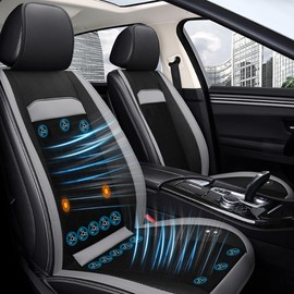 LGNORA Front Seat Cooling Seat Cover, 16 Fans 12V Ventilated Cooling Seat Cover with Massage, Car SUV Universal Cooling Seat Cover (GREY-1PCS)